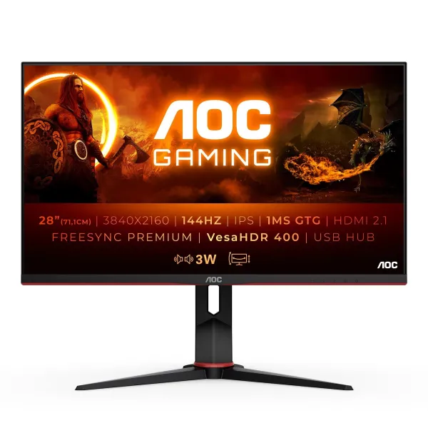 AOC G2 U28G2XU2/BK LED display 71.1cm (28") 3840 x 2160 pixels 4K Ultra HD Black, Red Monitor