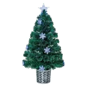 Premier Decorations 80cm Fibre Optic Tree with Colour Switch Snowflakes