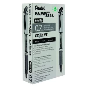 Original Pentel Energel XM Metal Tip Rollerball Pen 0.7mm Black
