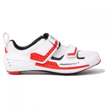 Muddyfox TRI Carbon Mens Cycling Shoes - White/Silv/Red