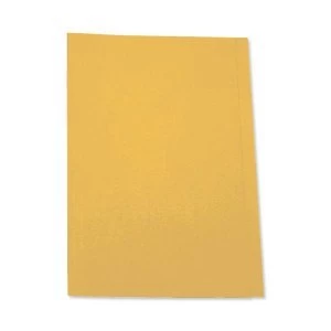 5 Star Office Square Cut Folder Recycled Pre punched 250gsm Foolscap Yellow Pack 100