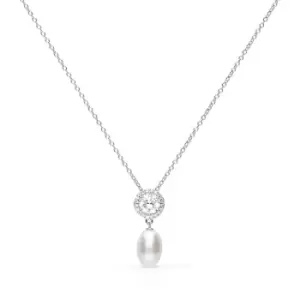 Diamonfire Silver Zirconia Pearl Drop Necklace
