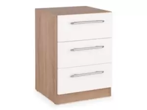Harmony Hyde White and Oak 3 Drawer Bedside Cabinet Flat Packed