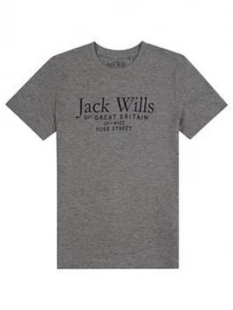Jack Wills Boys Script T-Shirt - Grey Marl, Size 10-11 Years