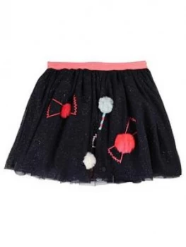 Billieblush Girls Pom Pom Mesh Tutu Skirt - Navy, Size Age: 3 Years, Women