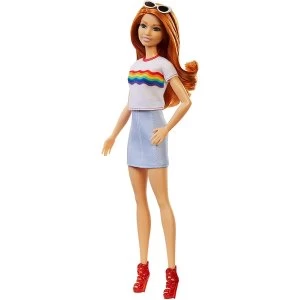 Barbie Doll - Fashionistas - Rainbow Graphic T-Shir Long Red Hair Doll