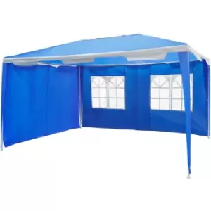Outsunny 3 x 4m Garden Gazebo Marquee Party Tent with 2 Sidewalls for Patio Yard Outdoor - Blue