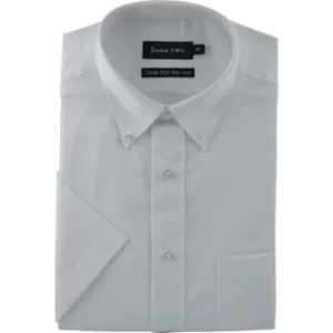Mens 15.5IN Short Sleeve White Oxford Shirt