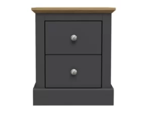 LPD Devon 2 Drawer Charcoal and Oak Bedside Cabinet Flat Packed
