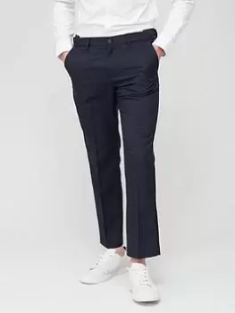 Farah Adjustable Waist Smart Trousers - Navy, Size 32, Inside Leg Short, Men