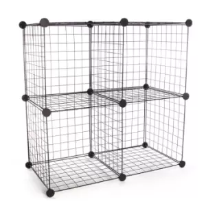 4 Cube Wire Storage Shelves Black Pukkr