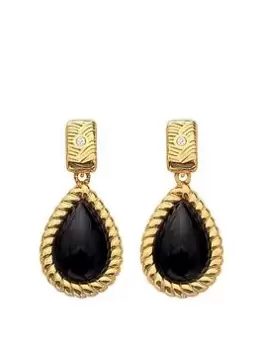 Hot Diamonds HD X JJ Black Onyx Oval Earrings, Gold, Women