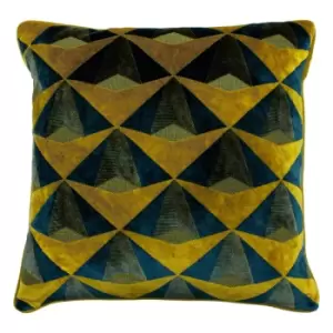 Leveque Velvet Jacquard Cushion Teal/Gold, Teal/Gold / 50 x 50cm / Cover Only