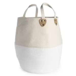 Large Cotton Rope Storage Basket Cream without Tassels M&amp;W