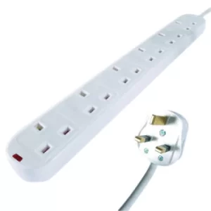 5m 6-Way Surge Protection Extension Lead White 27-6050S