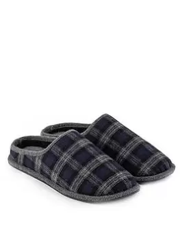 TOTES Isotoner 50% Wool 360 Comfort Check Mule - Grey, Size 9, Men