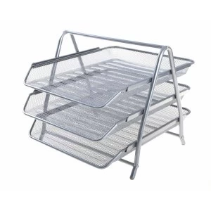 Mesh 3 Tier Letter Tray, Silver