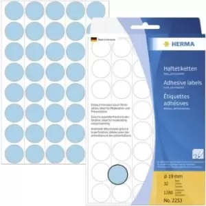 Herma 2253 Labels Ø 19mm Paper Blue 1280 pc(s) Permanent adhesive Sticky dots