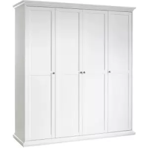 Furniture To Go - Paris Wardrobe with 4 Doors in White - White