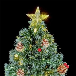 Premier Decorations Ltd Fibre Optic Tree with Pine Cones, Berries and Star - 2.6ft
