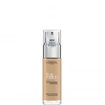 L'Oral Paris True Match Liquid Foundation with SPF and Hyaluronic Acid 30ml (Various Shades) - 3.5N Peach