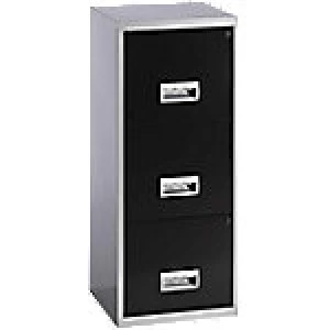 Pierre Henry Filing Cabinet 3 drawer Maxi Silver, Black 400 x 400 x 930 mm Steel