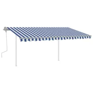 Vidaxl Manual Retractable Awning With Posts 4X3 M Blue And White