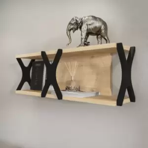 Seza Practical Wall Shelf, Wall Mounting Shelf, Wall Shelving Sapphire Oak And Black - Decorotika