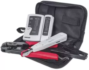 4 Piece Network Tool Kit - 4 Tool Network Kit Composed of LAN Tester - LSA punch down tool - Crimping Tool and Cut and Stripping tool - Black - 144 g