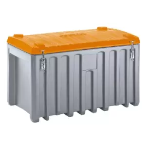 CEMO Universal box made of polyethylene, capacity 400 l, max. load 250 kg, grey / orange