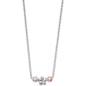 Childrens D For Diamond Sterling Silver Flower & Cultured Pearl Necklace
