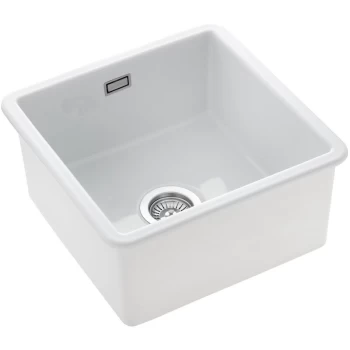 Rangemaster - Rustique Kitchen Sink 1.0 Single Bowl Square Ceramic Strainer Waste