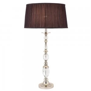 1 Light Large Table Lamp Polished Nickel Plate with Black Shade, E27