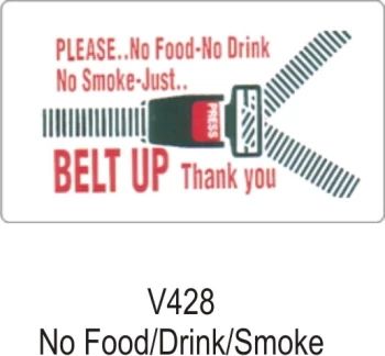 Outdoor Grade Vinyl Sticker White No Food/Drink/Smoking CASTLE PROMOTIONS V428