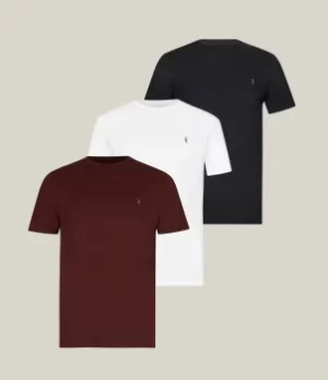 AllSaints Mens Brace Crew 3 Pack T-Shirts, JT Blk/charred/wht, Size: XS