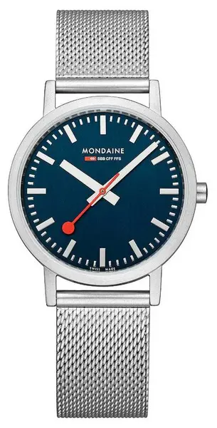 Mondaine A660.30314.40SBJ Classic 36 Mm Blue Dial Mesh Steel Watch