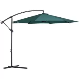 3m Steel Cantilever Umbrella Parasol Sun Shade Patio Hanging Banana - Dark Green - Outsunny