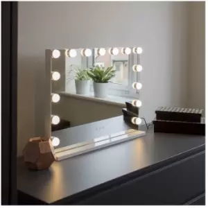 Jack Stonehouse - At Home Comforts Hollywood Landscape Mirror - 15 LED bulbs - White/silver