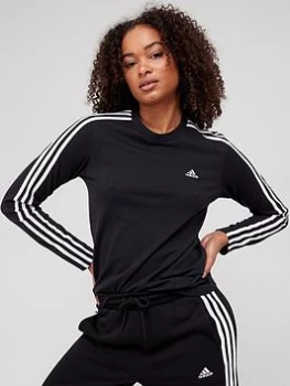 adidas 3 Stripes Long Sleeve Tee - Black Size XL Women