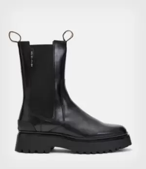 AllSaints Womens Amber Leather Boots, Black, Size: UK 3/US 6/EU 36