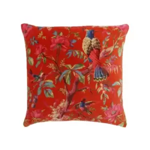 Riva Paoletti - Paradise Faux Velvet Cushion Cover, Orange, 50 x 50 Cm