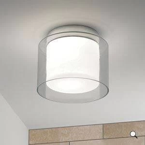 1 Light Bathroom Ceiling Light Clear Glass, Opal IP44, E27