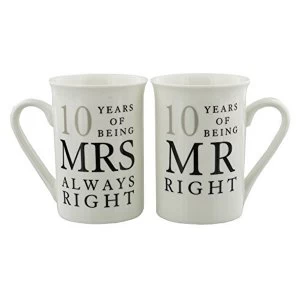 Amore By Juliana Mr & Mrs Mug Set - 10 Years