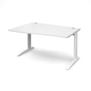 Office Desk Left Hand Wave Desk 1400mm White Top With White Frame TR10