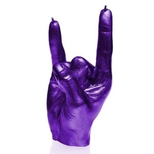 Metallic Violet Hand Rock Gesture Candle