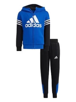 adidas Kids Unisex LK Badge Of Sport Fleece Set - Blue/Black, Size 5-6 Years, Women