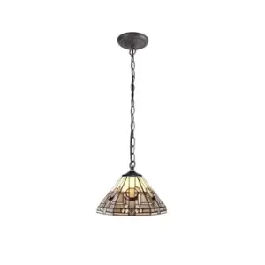 1 Light Downlighter Ceiling Pendant E27 With 30cm Tiffany Shade, White, Grey, Black, Clear Crystal, Aged Antique Brass