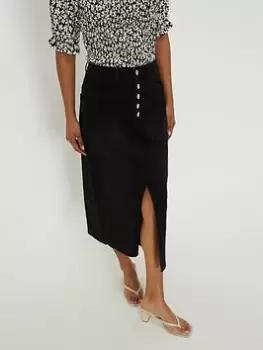 Dorothy Perkins Button Down Midaxi Skirt - Black, Size 12, Women