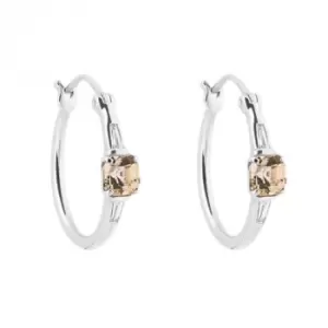 Asscher Cut Morganite Trapeze Cut Diamond White Gold Hoop Earrings GE2418P