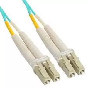 2m LC-LC OM4 Multimode Backwards Compatible With OM3 Fibre Optic Duplex LSZH Patch Lead 2mm Oversleeving AQUA